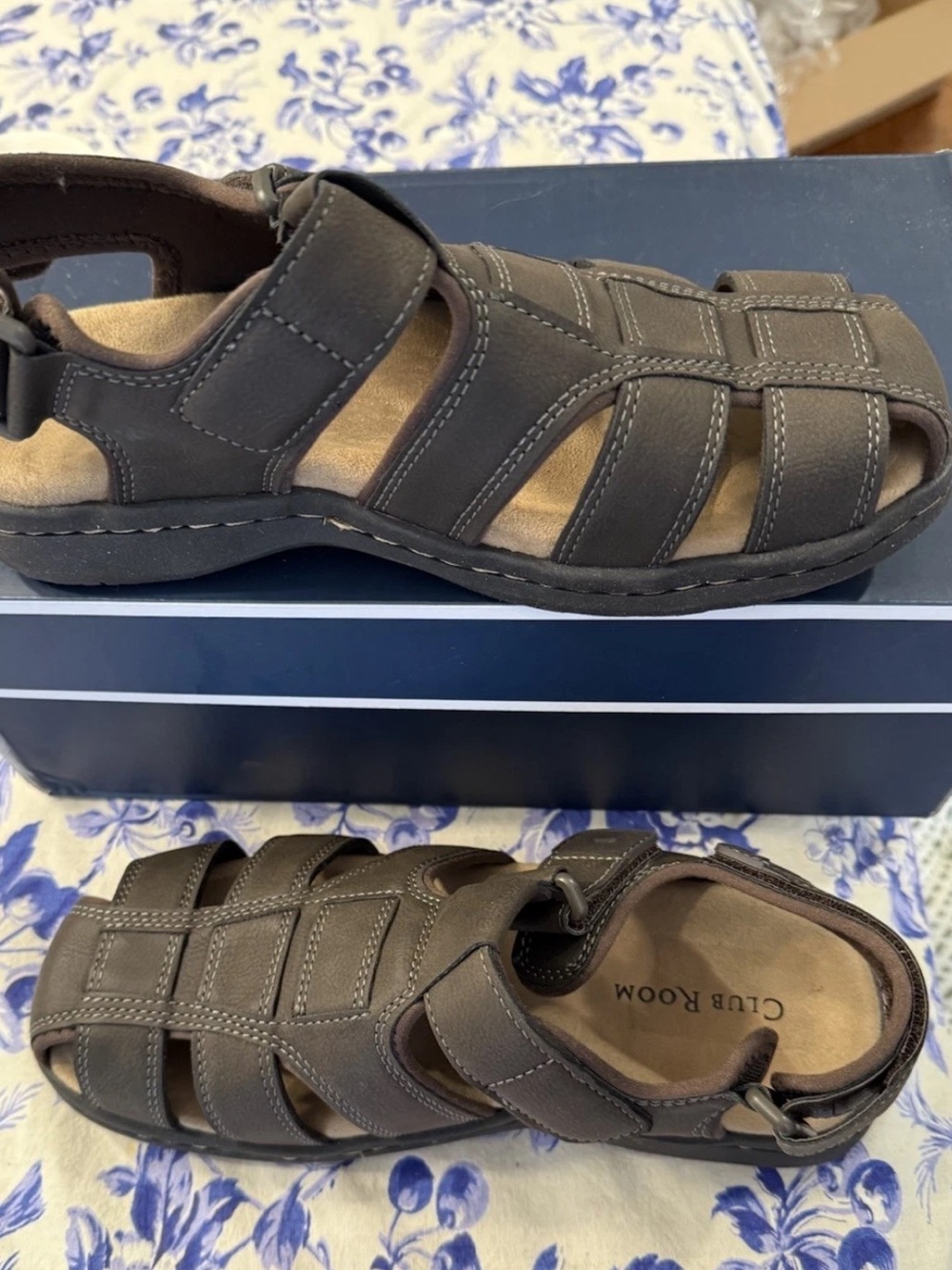 Club Room JUSTIN Sandals Fisherman Brown SZ 7 NIB Men Cushioned Adjustable $60